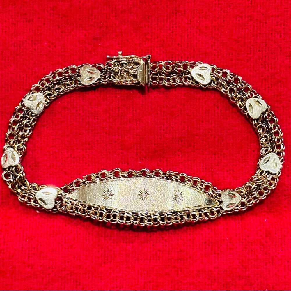 Rare 14k Gold Bracelet w Hearts and Stars